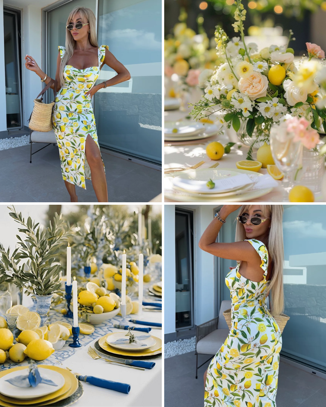 esküvői vendég ruha coco leonie citrom mintás ruha